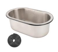 304 Stainless Steel Bar Sink Oval, Brushed Finish, 13.6 x 8 x 5.2in - Space Saving Design, Fast Drainage, Ideal for RV and Use