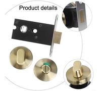 304 Stainless Steel Bathroom Door Lock With Clear Vacant Occupied Indicator, Toilet Latch For Public Restroom Or Home, Rustproof Construction (Drawing gold)