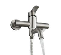 304 Stainless Steel Bathroom Faucet, Hot & Cold Mixed Water Valve, Swinging Elbow Design, Lift Rain Shower with 150cm Pipe, Ideal for Fish Tan & Showers