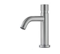 304 Stainless Steel Bathroom Time Delay Basin Faucet Touch Press Single Cold Tap Nickel Public Toilet Time Delay Metered Faucet(Style 1 Short)