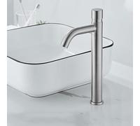 304 Stainless Steel Bathroom Time Delay Basin Faucet Touch Press Single Cold Tap Nickel Public Toilet Metered(Style 2 Long)