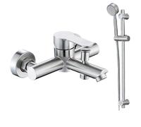 304 Stainless Steel Bathtub Faucet Wall Mounted Shower Faucet with Water Mixed Valve Hid Hot & Cold Tap for Bathroom (Silver h)