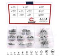 304 Stainless Steel Bearing Balls 510Pcs Mixed Sizes