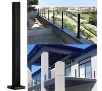 304 Stainless Steel Black Glass Balustrade Post - Durable Railing Support for Outdoor Steps, Balcony, and Decks(Black End Post,105cm)