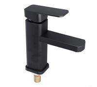 304 Stainless Steel Black Single Cold Basin Faucet with Plastic Handle for Bathroom Sink Counter Top
