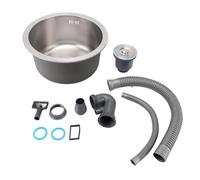 304 Stainless Steel Brushed Round Kitchen Sink, Single Bowl Rust Proof Sink with Anti Overflow Design, 36cm Diameter for Home and Bar Use