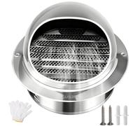 304 Stainless Steel Bull-Nose External Air Vent with Louvres Fly Screen, 50-300mm Round Wall Vent Cover, Exhaust Grill Ventilation Outlet for HVAC Ducting Exhaust Extractor Fan(120mm/4.7in)