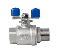 304 Stainless Steel Butterfly Handle Ball Valves, 1/4" 3/8" 1/2" 3/4" 1" Female× Male Threaded Valve DN8-25(DN25)