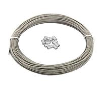 304 Stainless Steel Cable Wire Rope, Stainless Steel Cord 7x19 Strand Core, Diameter: 3.2mm (0.12inch), Length: 98ft (30m)