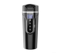 304 Stainless Steel Car Electric Hot Water Cup Vehicle Water Heater with Digital Display 500ml Capacity for Car Use Voltage 12V/24V Intelligent(Black)