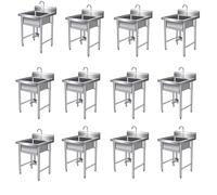 304 Stainless Steel Catering Sink Free Standing Utility Sinks for Laundry Room with Tap and Drain, Industrial Garage Commercial for Restaurant, Workshop, 60x60x80cm