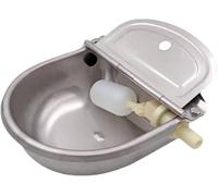 304 Stainless Steel Cattle Water Bowl, Automatic Float Ball Water Level Control, Heavy Duty Drinking Bowl for Cattle, Horses, Pigs, Dogs Silver,A