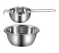 304 Stainless Steel Chocolate Melting Pot With Hanging Handle And Double Spout For Precise Pouring Of Butter Sauce Candy Red Steel Color Kitchen Bakeware Tool Set 12.3cm(E)