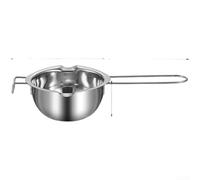 304 Stainless Steel Chocolate Melting Pot With Hanging Handle And Double Spout For Precise Pouring Of Butter Sauce Candy Red Steel Color Kitchen Bakeware Tool Set 12.3cm(A)