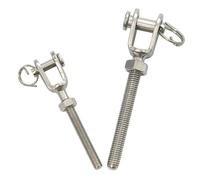 304 Stainless Steel Clevis Fork Turnbuckle 2-Pack, Left and Right Hand Thread Adjuster for Wire Rope and Cable(LH,M5)