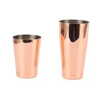 304 Stainless Steel Cocktail Shaker, 2 Section Bartending Mixer with Satin Finish, Rust Bar Shaker for Home Parties Camping and Outdoor Use (Copper Plated with Bottom Cup)