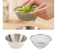 304 Stainless Steel Colander Set, Microporous Fine Mesh Mini Metal Strainer with Mixing Bowl 14cm, Kitchen Fruit and Vegetable Cleaner Colanders for Washing Draining
