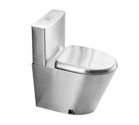 304 Stainless Steel Commercial Toilet With Water Tank High-Efficiency Water-Saving Small Compact One-Piece Toilet Soft-closing Toilet 3/6L Dual Flush Siphon Bidet Toilet(Gold,Wall drainage)