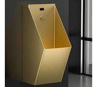 304 Stainless Steel Commercial Wall-Mounted Urinal with Distance Detection, Men's Intelligent Flush Splash Proof Urinal, for KTV Prison Bar Bathroom Hotel Shop Garage(Gold)
