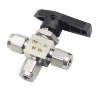 304 Stainless Steel Compression 3 Way Tee T Ball Valve 1/8'' 1/4'' 3/8'' 1/2'' 3/4'' Tube OD SS304(10mm)