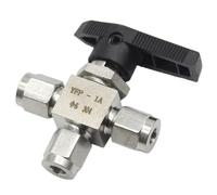 304 Stainless Steel Compression 3 Way Tee T Ball Valve - 1/8" to 3/4" Tube OD - High Pressure Resistance(8mm)