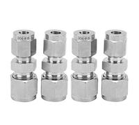 304 Stainless Steel Compression Tube Adapter | 4Pcs Double Ferrule Straight Reducer Union for Water/Gas/Oil Pipes | Leak - Proof & Oxidation Defying (F6 / F8)