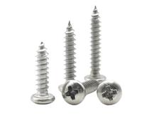 304 Stainless Steel Cross Pan Head Self Tapping Screws, Round Head Wood Screws M1-M6 for Wood Assembly(45mm,M5 (10pcs))