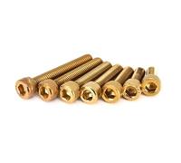 304 Stainless Steel Cup Head Hex Screw Titanium Plated with Gold Cylindrical Head Bolt, 5pcs, M6X60
