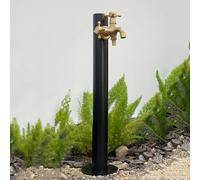 304 Stainless Steel Cylindrical Vertical Garden Water Column,Freestanding Hose Stand with Lock Faucet,Outdoor Antifreeze Faucet Water Dispenser Hydrant Water Feature Fountain(Round Tube 4,Tall)