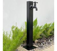 304 Stainless Steel Cylindrical Vertical Garden Water Column,Freestanding Hose Stand with Lock Faucet,Outdoor Antifreeze Faucet Water Dispenser Hydrant Water Feature Fountain(Square Tube 6,Short)