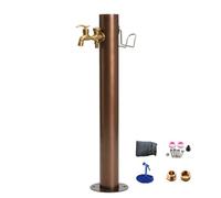 304 Stainless Steel Cylindrical Vertical Garden Water Column, Frost Proof Yard Hydrant, Brass Dual Outlets Faucet, Suitable for Garden Farm Yard(86cm/34in)