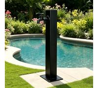 304 Stainless Steel Cylindrical Water Column with Faucet, Freestanding Hose Stand Outside Faucet Post, Antifreeze Floor-Mounted Water Tap for Irrigation and Washing(Height: 95cm/37.4in)