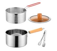 304 Stainless Steel Deep Fryer Pot - Frying Pan With Basket Strainer | Multi Functional Cookware For Tempura Seafood Chicken Fries | Japanese Style Fryer For Fish Shrimp, 18cm