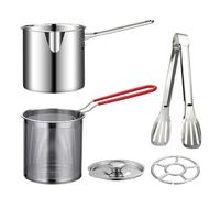 304 Stainless Steel Deep Fryer Pot with Basket, Stove Top Deep Fryer with Easy Grip Handle, Large Capacity Multifunctional Oil Strainer Pot For Frying Fish Shrimp Fries Chicken(Silver)