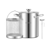 304 Stainless Steel Deep Fryer with Oil Strainer Basket & Thermometer, 169 Oz Deep Fryer Pot Kitchen Tempura Small Deep Frying Pot for Tempura chips, Fries, Fish, and Chicken