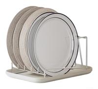 304 Stainless Steel Dish Rack For Kitchen Countertop With Vertical Drying Slots And Removable Drip Tray To Keep Surfaces Dry Small Size Silver Finish(Small + Water Tray)
