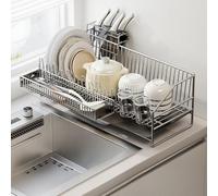 304 Stainless Steel Dish Rack Over Sink Kitchen Draining Rack for Countertops Space Saving sil Holder Modern Kitchen Essential