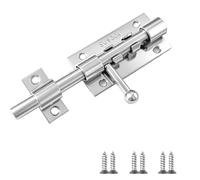 304 Stainless Steel Door Bolt Lock 5in (125mm) 10mm Dia Small Bolt Lock for Bathroom Door, Bedroom & Internal Doors Heavy Duty Sliding Gate Latch with 7mm Padlock Hole