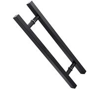 304 Stainless Steel Door Handle, Modern Double Sided Push Pull Bar Handle, H Shape Black Square Tube Armrest, Barn Wood Glass Sliding Door Handle, for Commercial,Home,Bathroom (Size : 800 * 600mm)