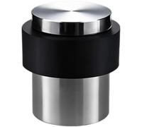 304 Stainless Steel Door Stop, 1.5 x 1.6 in Cylindrical Solid Floor Mount Stopper with Rubber Bumper, Heavy Duty Quiet Door Holder for Home Bedroom Bathroom, Silver and Black