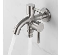 304 Stainless Steel Double Tap with Outlet Valve, 1/2 Inch Double Tap, Garden Tap, Double Spout Washing Machine Tap for Garden, Household and Industrial Use