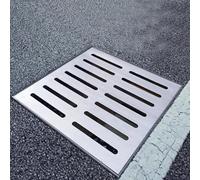 304 Stainless Steel Drain Cover for Outdoor Drainage Square Floor Grate with Frame Durable Channel Sewer Grate for Yard Patio Garden (25x25x2cm/10x10x0.8in)