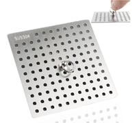 304 Stainless Steel Drain Covers with Handle Ring, Square Shower Drain Protectors, Drain Guard, Swirl Cover, 1pc(14x14cm)