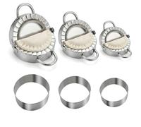 304 Stainless Steel Dumpling Maker Set - Professional 6-Piece Dumpling Press & Empanada Mold Kit (2.9", 3.3", 3.7") Heavy Duty Rust-Proof Pierogi Maker for Gyoza & Ravioli Dishwasher Safe