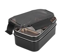 304 Stainless Steel Electric Lunch Box Double Layer Insulated Lunch Box, 538g Food Storage Container for Outdoor Lunches, Stainless Steel 2h Heat Preservation (Black)