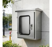 304 Stainless Steel Electrical Enclosure, IP65 Waterproof Distribution Box - Featuring Viewing Window, Lockable Double Doors, and Mounting Plate -(Size:50 x 40 x 20 cm (19.7 in. x 15.7 in. x 7.9 in.))