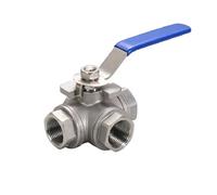 304 Stainless Steel Female Full Port T/L-Port 3 Way Ball Valve Connector Adapter 1Pcs(1-1/4",T-Type)