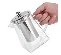 304 Stainless Steel Filter High Borosilicate Glass Teapot, Beautiful Square Design, Lightweight and Portable, for Home Office Use (750ml)