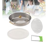 304 Stainless Steel Fish Steaming Pot Single Layer Thickened Multi Use Oval Cookware with Rack Ceramic Pan Chuck Stockpot for Steaming Fish Boiling Soup