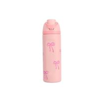 304 Stainless Steel Fitness Sports Vacuum Bottle with Handle and Straw, Large Capacity Macaron Thermal Mug /16/19/24/32 oz (Pink Bow tie,24)